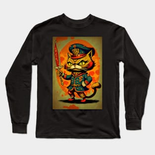 Cat in Uniform with Sword Long Sleeve T-Shirt